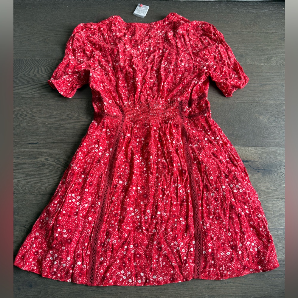 Free People Red Floral Dress - NWT; Size M - Picture 2 of 3